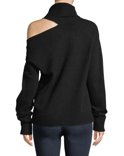 Shop Paige Raundi Cold-shoulder Turtleneck Wool-blend Sweater In Black