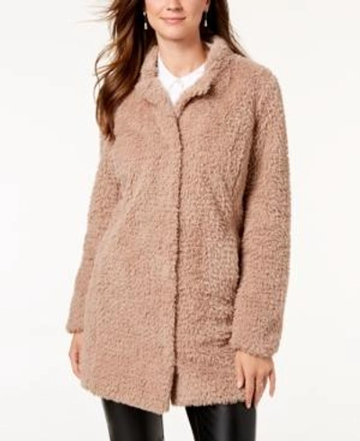 Shop Kenneth Cole Faux-fur Teddy Coat In Truffle