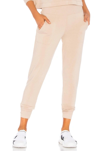 Shop Beyond Yoga Cozy Fleece Foldover Sweatpant In Taupe. In Texas Taupe