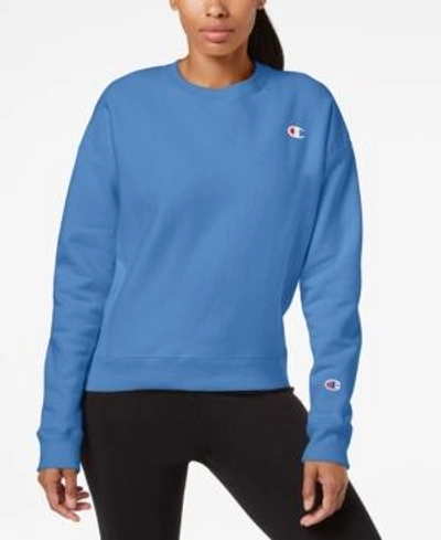 Shop Champion Essential Reverse Weave Fleece Sweatshirt In Groove Blue