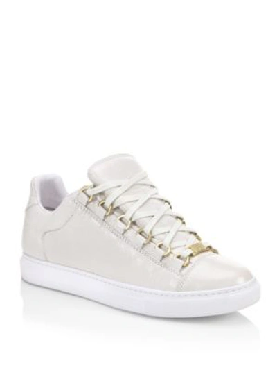 Shop Balenciaga Arena Leather Low-top Sneakers In Extra Blanc