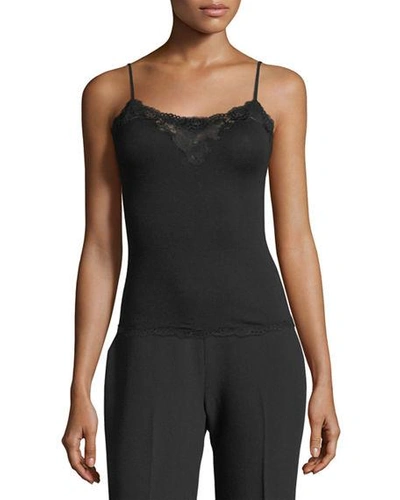 Shop Josie Natori Aspire Lace-trim Lounge Camisole In Black