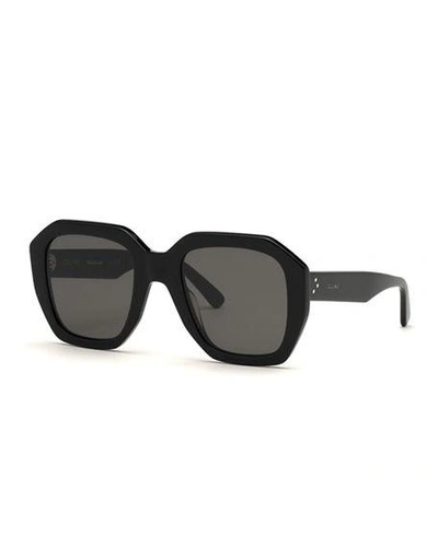 Shop Celine Square Universal-fit Acetate Sunglasses In Black
