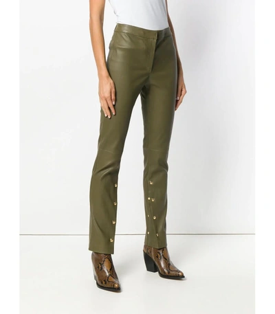Shop Loewe Green Leather Trousers