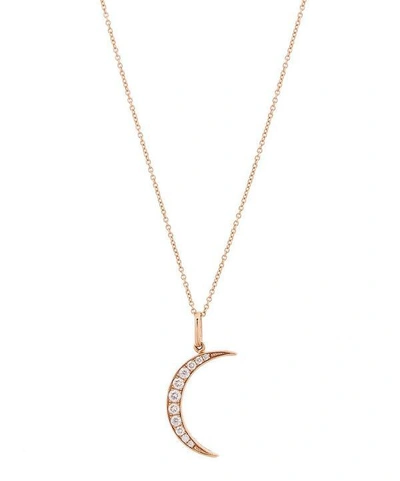 Shop Andrea Fohrman Rose Gold White Diamond Medium Luna Necklace In Pink