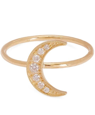 Shop Andrea Fohrman Gold Mini Crescent Moon White Diamond Pave Ring