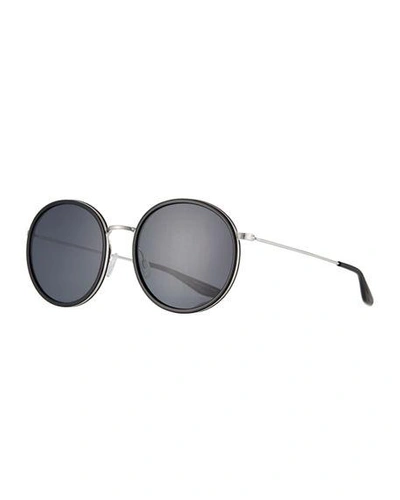 Shop Barton Perreira Joplin Round Metal-rim Sunglasses In Black
