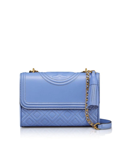 Shop Tory Burch Fleming Quilted Leather Small Convertible Shoulder Bag In Blue