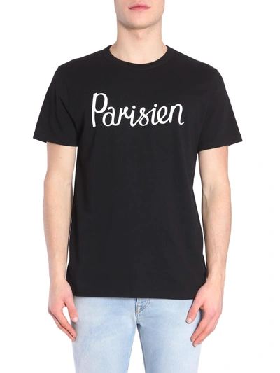 Shop Maison Kitsuné Round Collar T-shirt In Nero