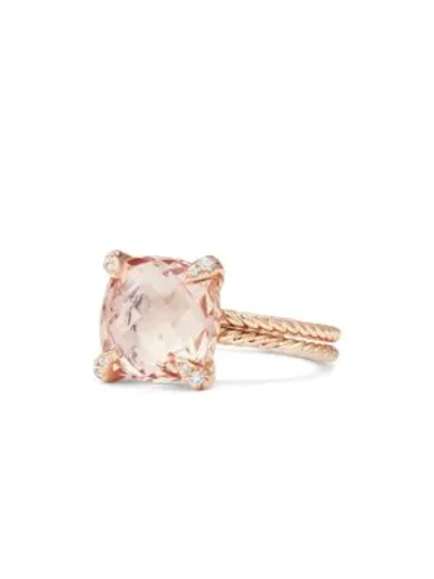 Shop David Yurman Women's Châtelaine Ring With Morganite & Diamonds In 18k Rose Gold/11mm