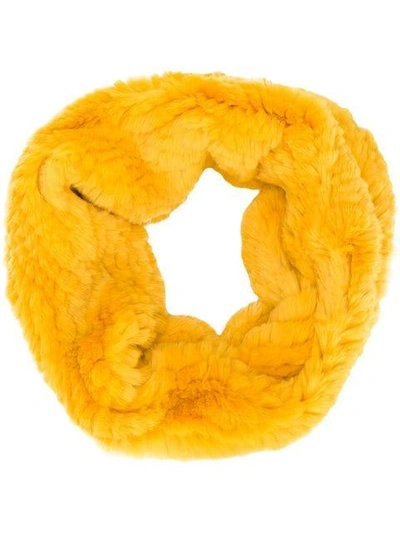 Shop Yves Salomon Textured Fur Snood - Yellow