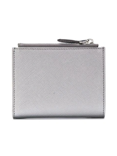 Shop Prada Compact Wallet - Grey