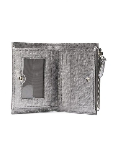 Shop Prada Compact Wallet - Grey