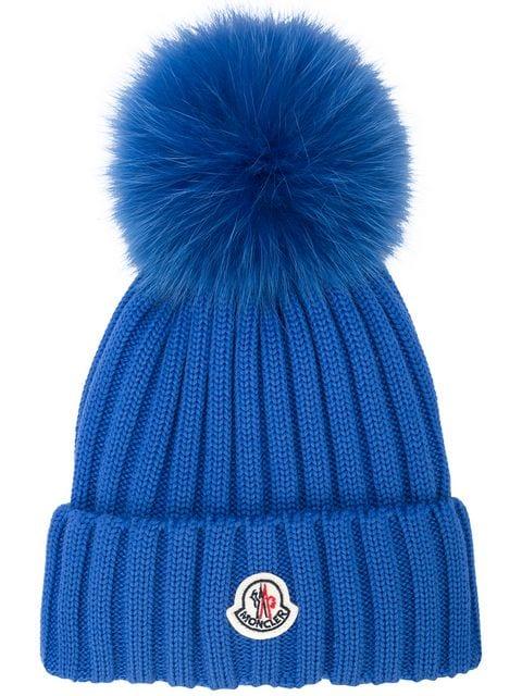 blue moncler beanie