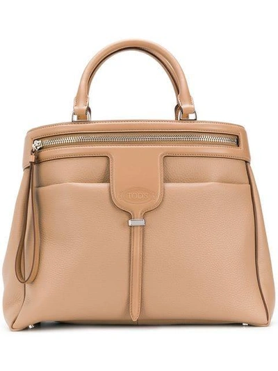 Shop Tod's Wave Medium Tote Bag - Neutrals