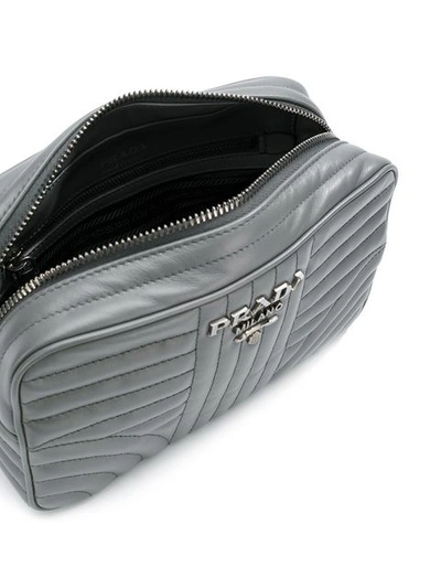 Shop Prada Diagramme Crossbody Bag In Grey