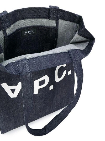 Shop Apc Logo Print Shopper Tote In Blue