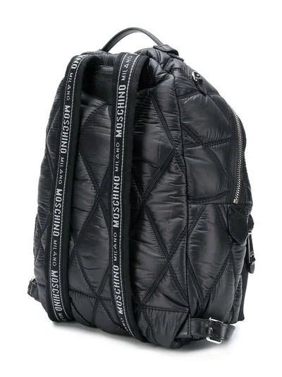Shop Moschino Large Quilted Logo Backpack In Black