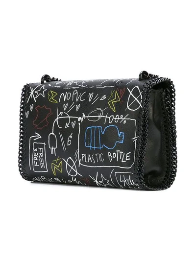 Shop Stella Mccartney Graffiti Falabella Shoulder Bag - Black