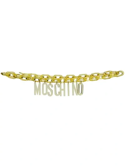Shop Moschino Acrylic Logo Belt - Yellow