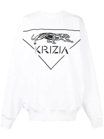 Shop Krizia Round Neck Sweatshirt In White