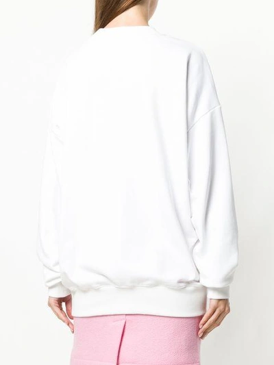 Shop Krizia Round Neck Sweatshirt In White