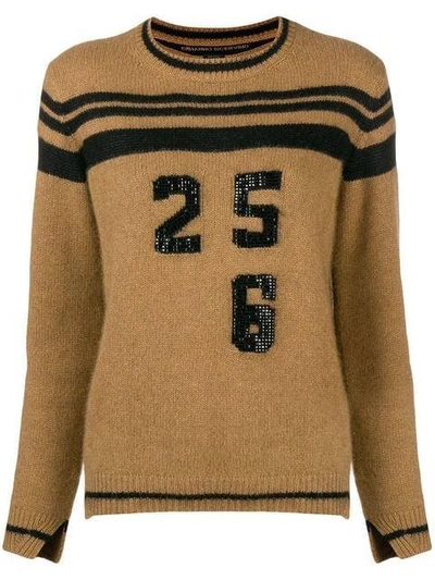 Shop Ermanno Scervino Sequin Number Jumper In Brown