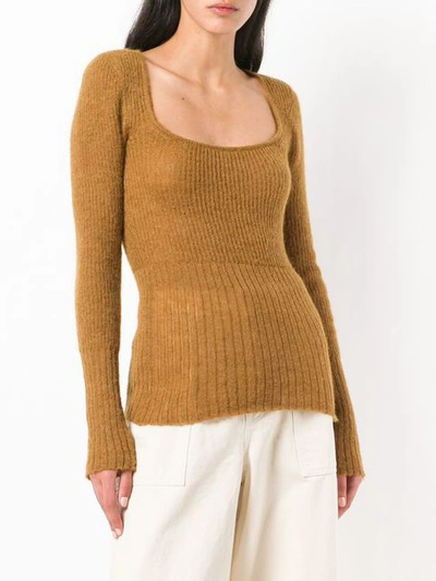 Shop Jacquemus Ribbed Knit Fitted Sweater