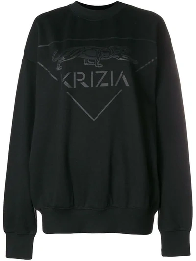 Shop Krizia Round Neck Sweatshirt In Black