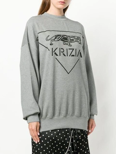 Shop Krizia Round Neck Sweatshirt In Grey