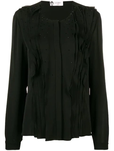 Shop Lanvin Embellished Ruffle Blouse In Black