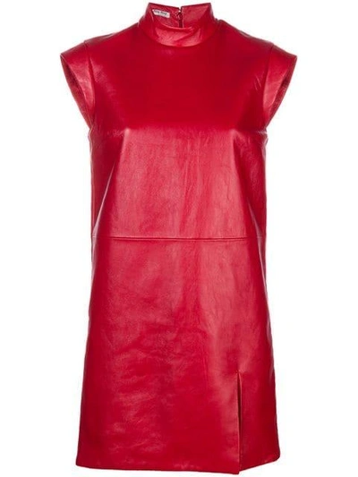 Shop Miu Miu Leather Mini Dress - Red