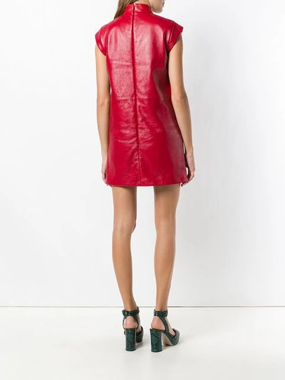 Shop Miu Miu Leather Mini Dress - Red