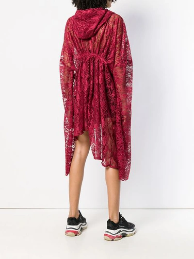 Shop Barbara Bologna Lace Oversized Hooded Dress In Red