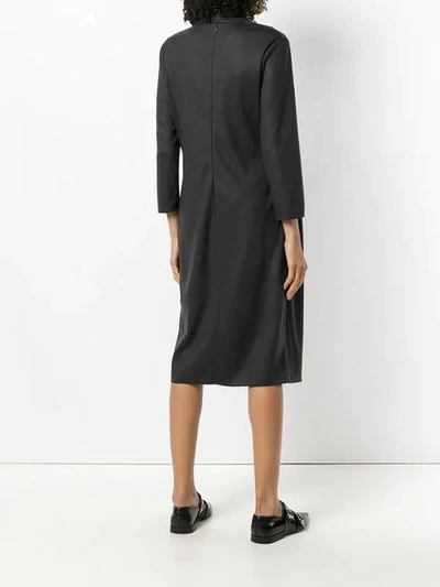 Shop Lanvin 3/4 Sleeve Shift Dress In Grey