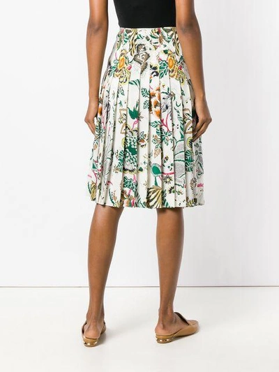 Shop Tory Burch Pleated Floral Print Skirt In White