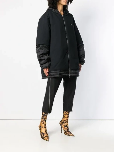 Shop Barbara Bologna Zipped Hooded Coat - Black