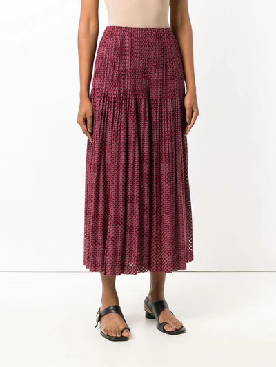 Shop Issey Miyake Pleats Please By  Patterned Palazzo Pants - Red