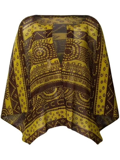 Shop Issey Miyake Pleats Please By  Printed Cape Top - Yellow