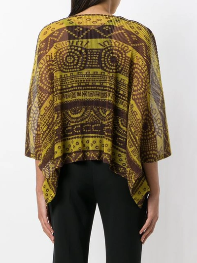Shop Issey Miyake Pleats Please By  Printed Cape Top - Yellow