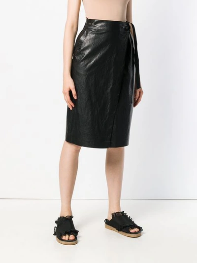 Shop Nude Wrap Midi Skirt - Black