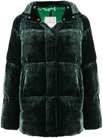 Shop Moncler Hooded Padded Jacket - Green