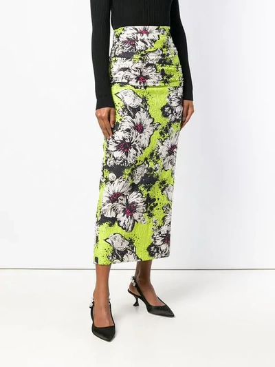 Shop Miu Miu Floral Print Midi Skirt - Green
