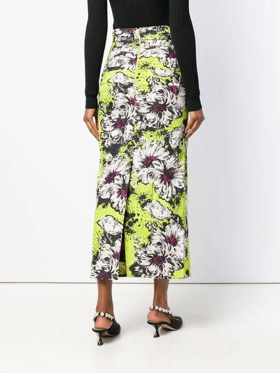 Shop Miu Miu Floral Print Midi Skirt - Green