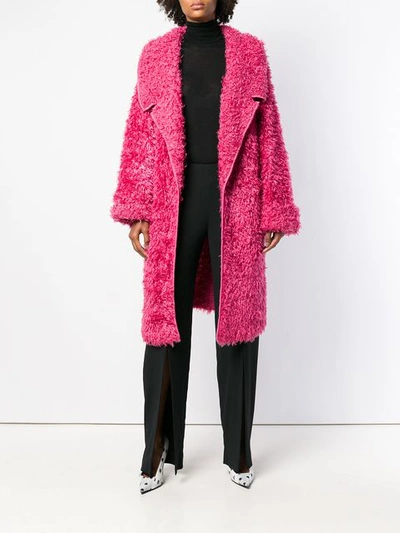 Shop Antonino Valenti Oversized Textured Coat - Pink In Pink & Purple