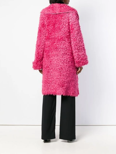 Shop Antonino Valenti Oversized Textured Coat - Pink In Pink & Purple