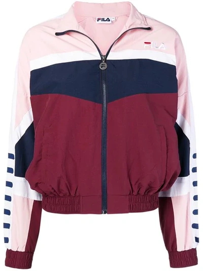 Shop Fila Colour-block Zipped Jacket - Red