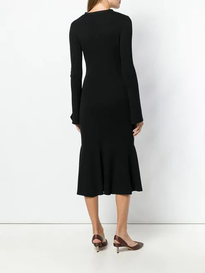 Shop Antonino Valenti Ribbed Knit Midi Dress - Black