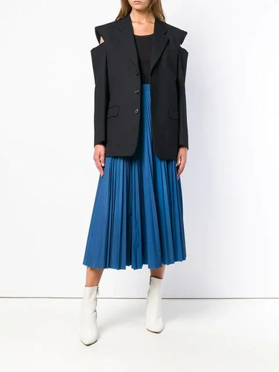 Shop Maison Margiela Pleated Midi Skirt In Blue