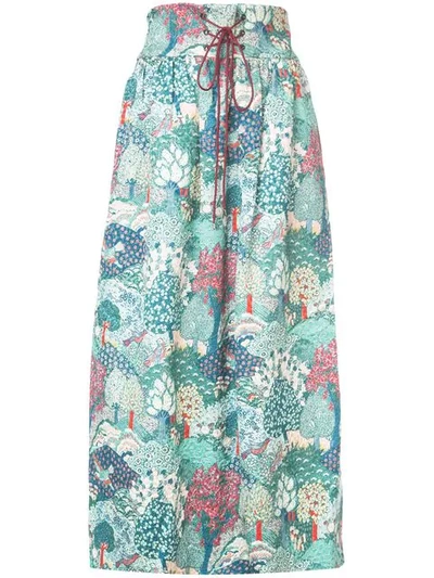 Shop Vilshenko Long Floral Print Skirt In Green